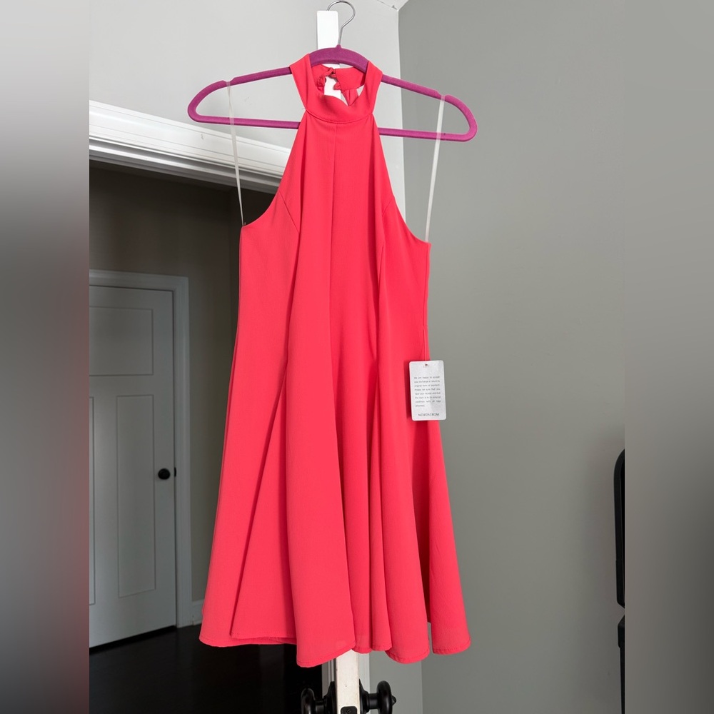 Nordstrom Vibrant Coral Halter Mini Dress